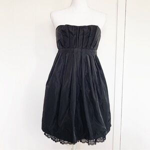 BCBGeneration Black Strapless Lace Trim Dress